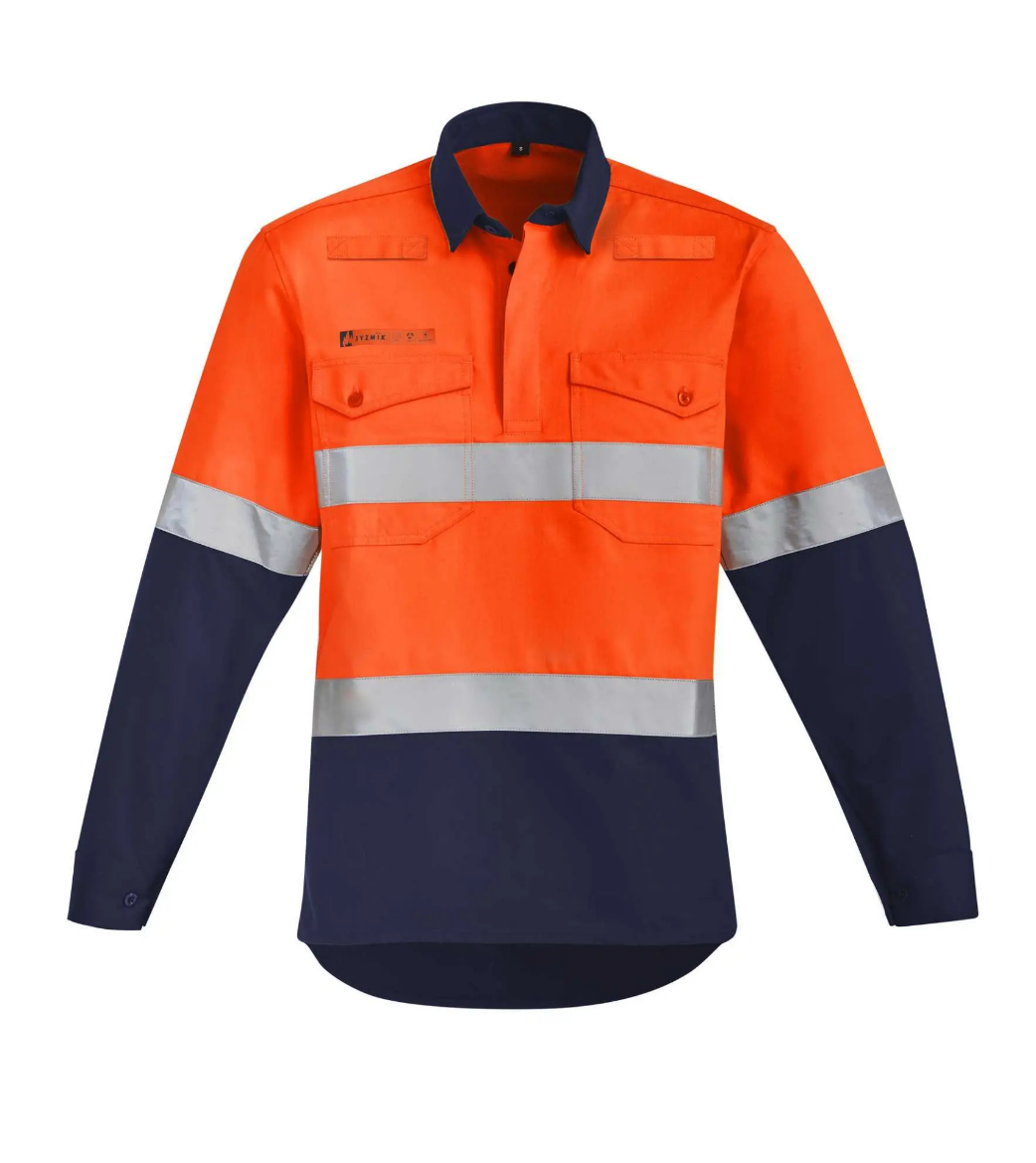 Picture of Syzmik, Mens Orange Flame HRC 2 Hoop Taped Closed Front Spliced Shirt